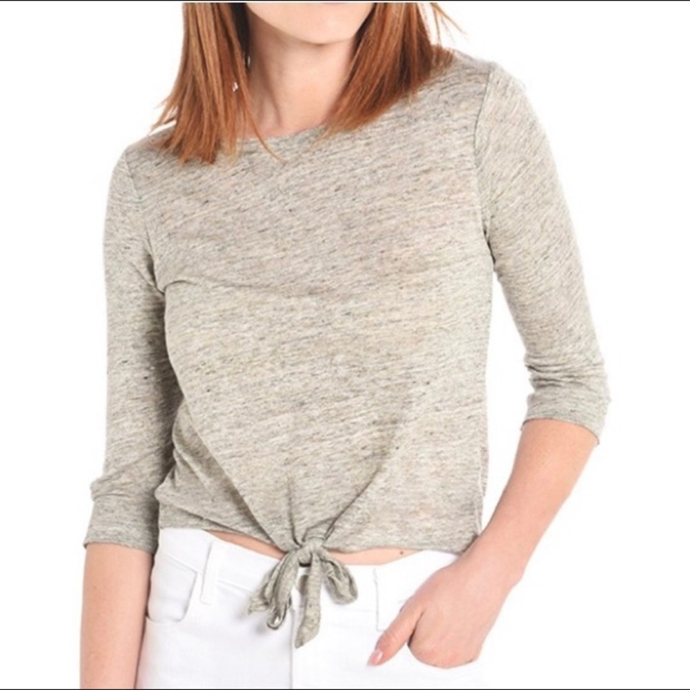 cupcakes and cashmere Mariel Tie-Front Linen Tee